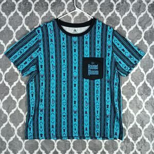 Disney Haunted Mansion T Shirt Men Extra Large AOP Wallpaper Pattern Pocket Tee